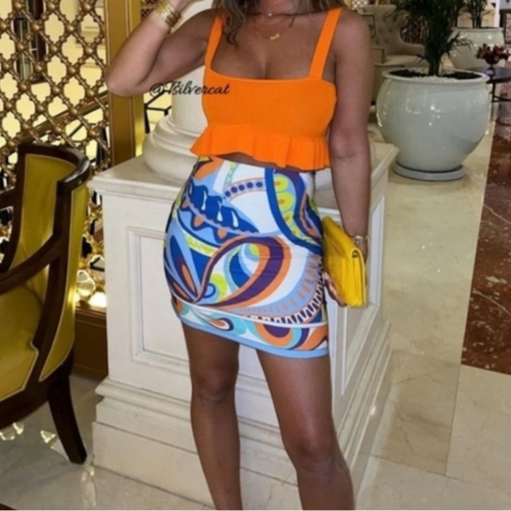 New Zara Short Printed Colorful Mini Skirt (Ref. 7661/015)